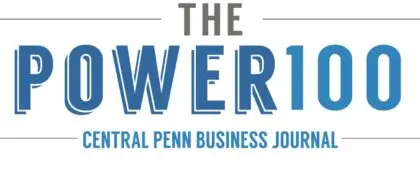 The logo for the power 100 central penn business journal